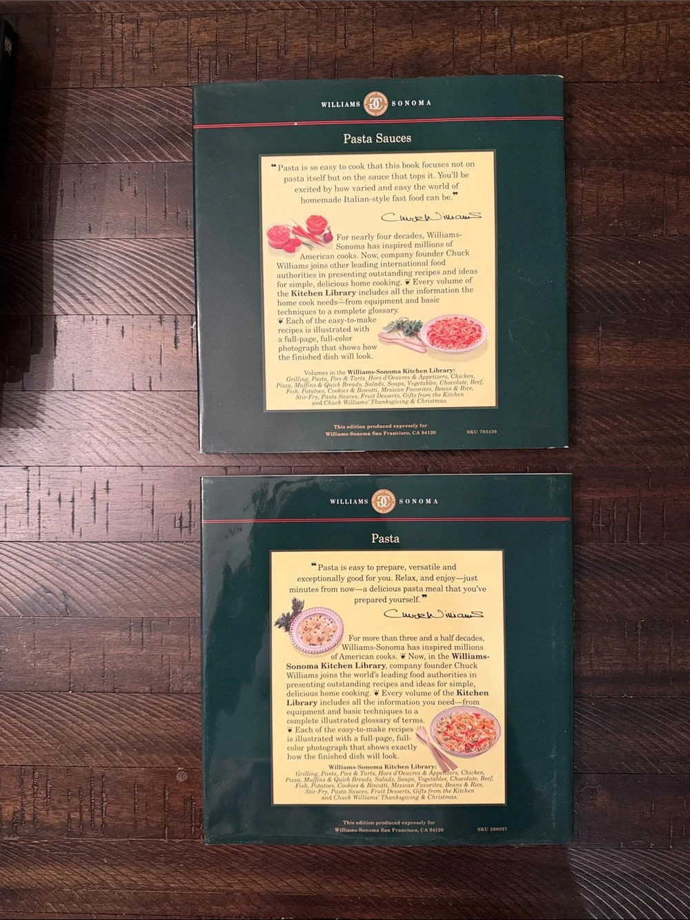 Williams-Sonoma Sauces and Pasta Cookbooks.